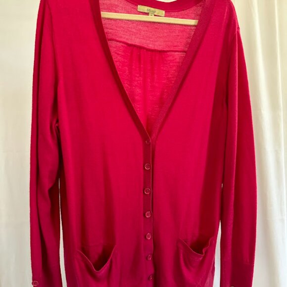 Sejour Women's Plus 3X Bright Pink long cardigan - Picture 8 of 8